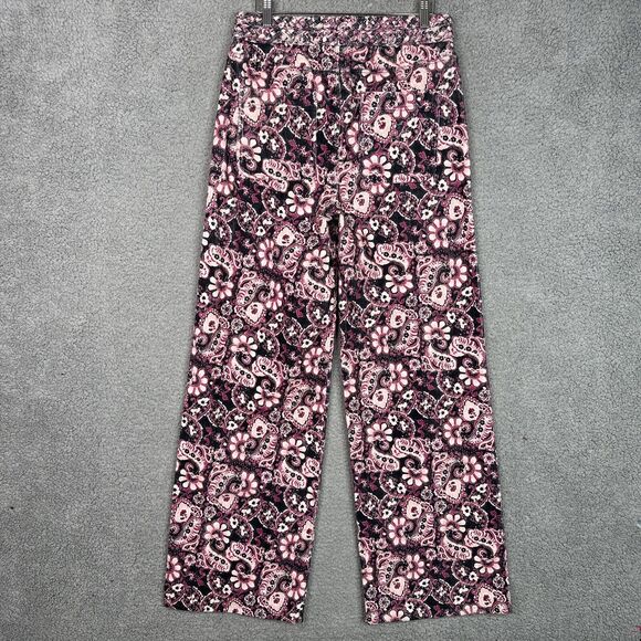 Figue Maia Corduroy Wide Leg Pants Womens Size 6 NWT Paisley Floral Pink Black - Picture 8 of 14